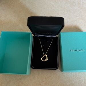 Tiffany & Co. Elsa Peretti Open Heart Yellow Gold Pendant with Diamond 15.3mm